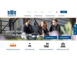University 21, University of Applied Sciences's official website homepage screenshot