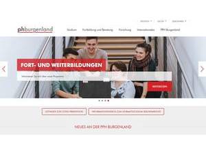 University College of Teacher Education Burgenland's official website homepage screenshot