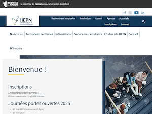 University College of the Province of Namur's official website homepage screenshot