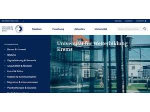 University for Continuing Education Krems's official website homepage screenshot