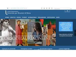 University for Foreigners of Siena's official website homepage screenshot