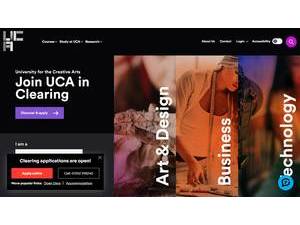 University for the Creative Arts's official website homepage screenshot
