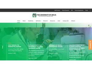 University of Abuja's official website homepage screenshot