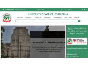 University of Africa's official website homepage screenshot