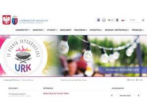University of Agriculture of Cracow's official website homepage screenshot
