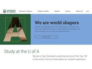 University of Alberta's official website homepage screenshot