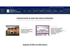 University of Antananarivo's official website homepage screenshot