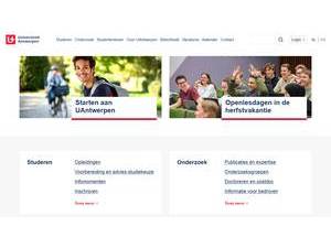 University of Antwerp's official website homepage screenshot