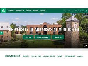 University of Arkansas at Monticello's official website homepage screenshot