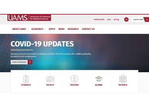 University of Arkansas for Medical Sciences's official website homepage screenshot