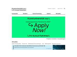 University of Art and Design Linz's official website homepage screenshot