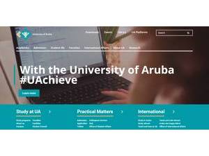 University of Aruba's official website homepage screenshot