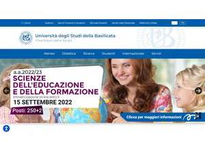 University of Basilicata's official website homepage screenshot