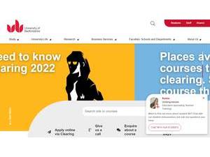 University of Bedfordshire's official website homepage screenshot