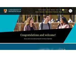 University of Birmingham's official website homepage screenshot