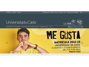 University of Cádiz's official website homepage screenshot