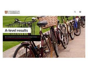 University of Cambridge's official website homepage screenshot