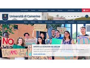 University of Camerino's official website homepage screenshot