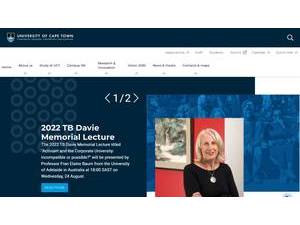 University of Cape Town's official website homepage screenshot