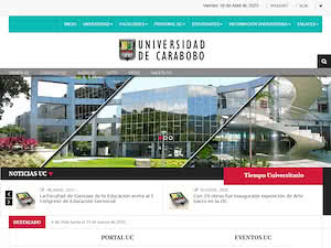 University of Carabobo's official website homepage screenshot