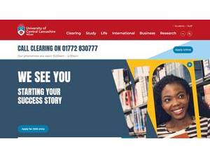 University of Central Lancashire's official website homepage screenshot