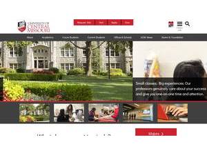 University of Central Missouri's official website homepage screenshot