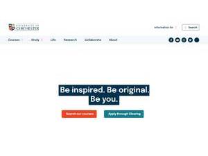 University of Chichester's official website homepage screenshot
