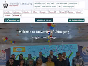 University of Chittagong's official website homepage screenshot