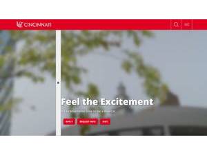 University of Cincinnati's official website homepage screenshot