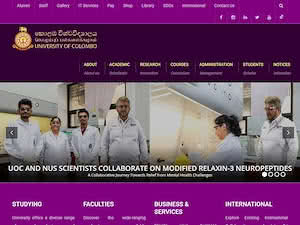 University of Colombo's official website homepage screenshot