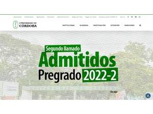 University of Córdoba, Colombia's official website homepage screenshot