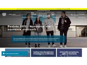 University of Côte d'Azur's official website homepage screenshot