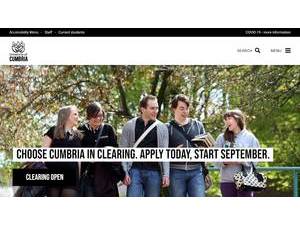 University of Cumbria's official website homepage screenshot