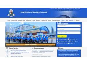 University of Dar es Salaam's official website homepage screenshot