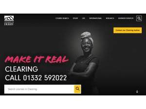 University of Derby's official website homepage screenshot