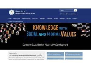 University of Development Alternative's official website homepage screenshot