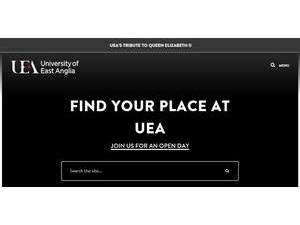 University of East Anglia's official website homepage screenshot