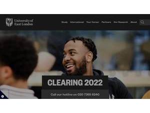 University of East London's official website homepage screenshot