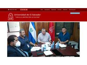 University of El Salvador's official website homepage screenshot