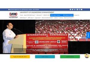 University of Engineering and Management, Kolkata's official website homepage screenshot
