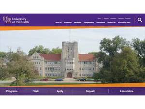 University of Evansville's official website homepage screenshot