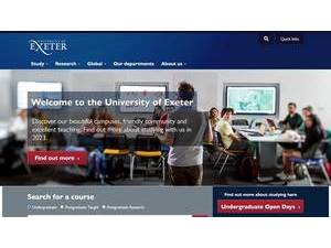 University of Exeter's official website homepage screenshot