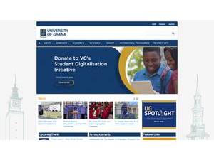 University of Ghana's official website homepage screenshot