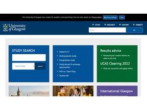 University of Glasgow's official website homepage screenshot