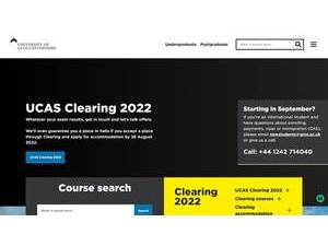 University of Gloucestershire's official website homepage screenshot