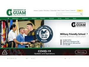 University of Guam's official website homepage screenshot