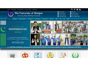 University of Haripur's official website homepage screenshot