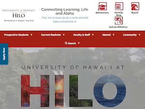 University of Hawaii at Hilo's official website homepage screenshot