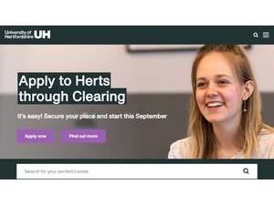 University of Hertfordshire's official website homepage screenshot