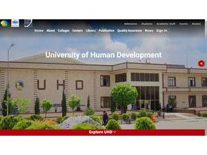 University of Human Development's official website homepage screenshot
